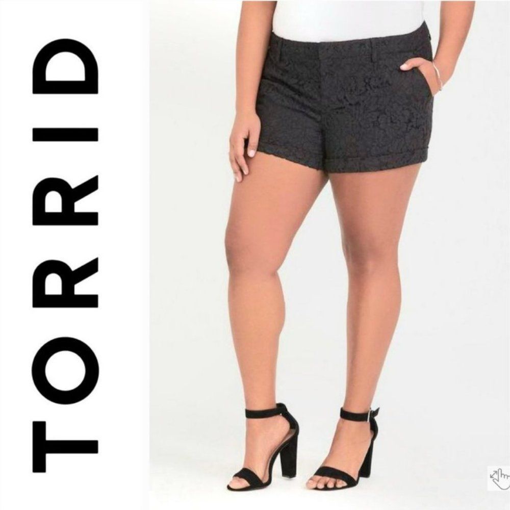 Torrid Plus Size Black Lace Dressy Studio Mini Shorts Plus Size 26